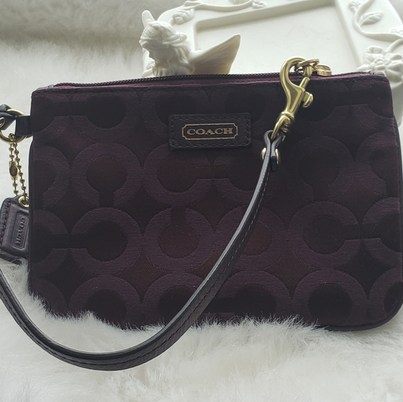 Coach Burgundy Signature Wristlet - Picture 8 of 16